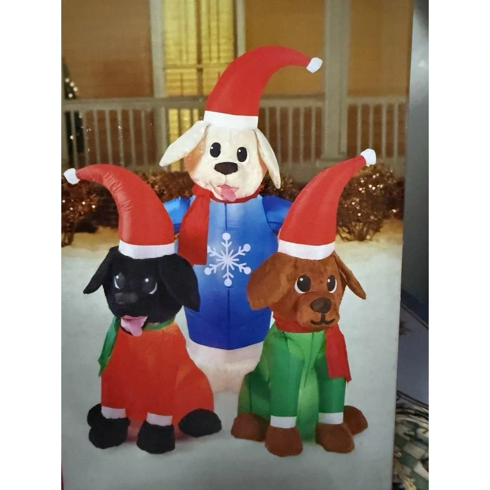 Christmas Home Accents 4 ft 7 in Plush Lab Puppy Scene Airblown Inflatable